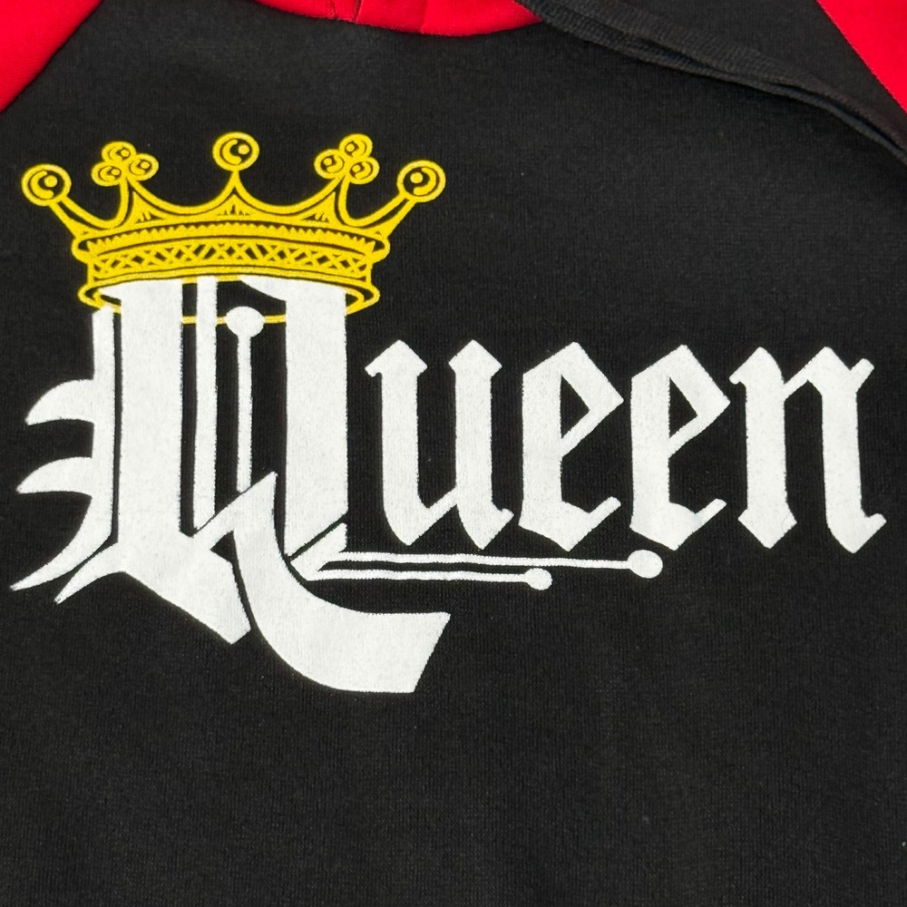 Queen Crown M Graphic‎ Hoodie Raglan Sleeve Fleece Lined Mom Wife Gilfriend Gift